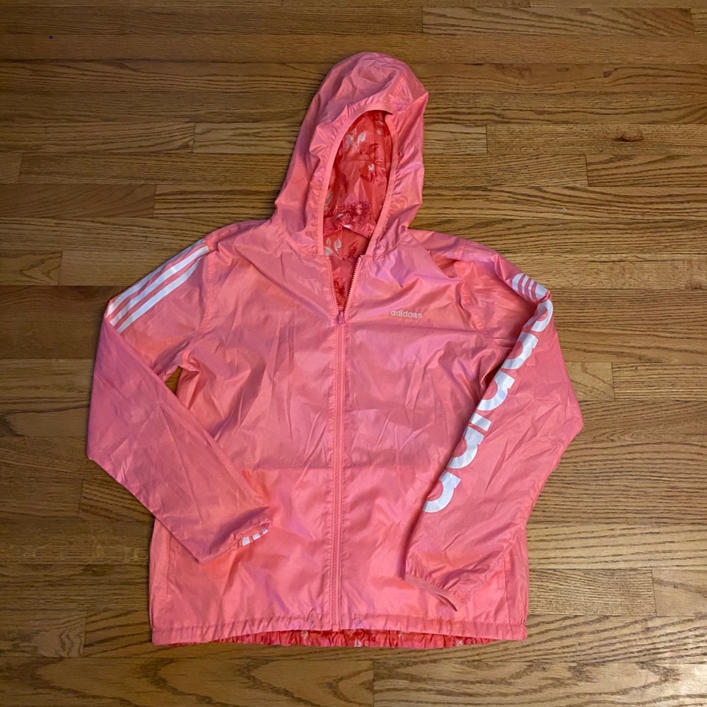 Pink adidas rain jacket // windbreaker